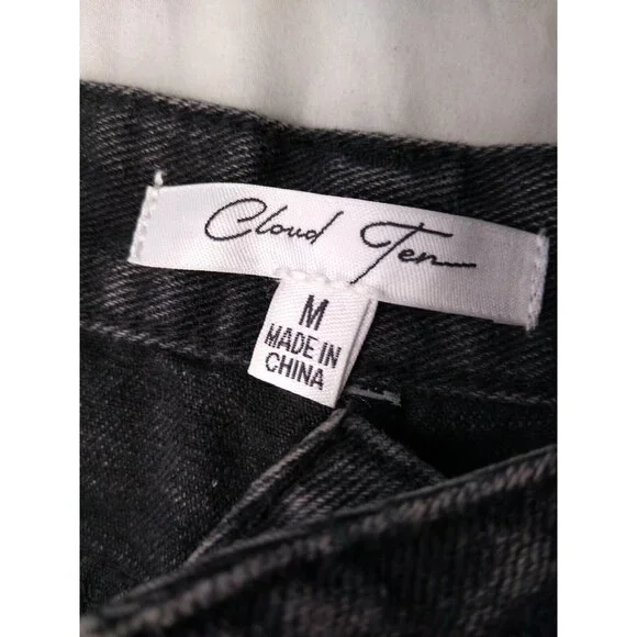 Cloud Ten Rhinestone Cuffed Shorts Juniors M Charcoal Black Rhinestone Strands - Picture 5 of 6